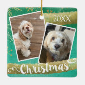Aangepaste kerst met twee foto's keramisch ornament (Achterkant)