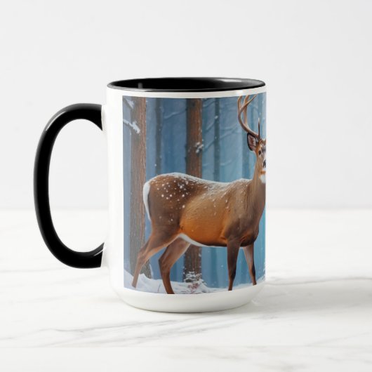 Aangepaste kerst Mok Herten & Doe in een besneeuwd (Links)