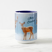 Aangepaste kerst Mok Herten & Doe in een besneeuwd (Midden)