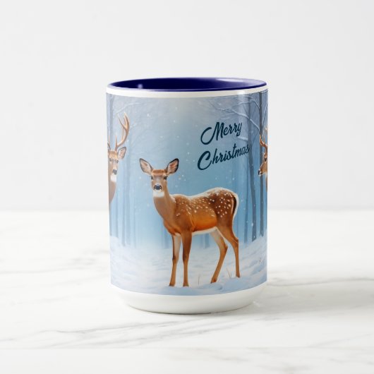 Aangepaste kerst Mok Herten & Doe in een besneeuwd (Midden)