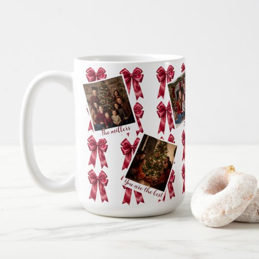 Aangepaste kerst-mok met meerdere foto's en rode s koffiemok (Met donut)