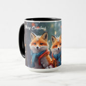 Aangepaste kerst Mok Schattigee vossen in een besn (Voorkant links)