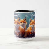 Aangepaste kerst Mok Schattigee vossen in een besn (Midden)