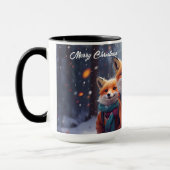 Aangepaste kerst Mok Schattigee vossen in een besn (Links)