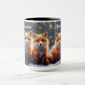 Aangepaste kerst Mok Schattigee vossen in een besn (Midden)