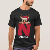 Aangepaste kerst monogram met naam grappige pyjama t-shirt (Voorkant)