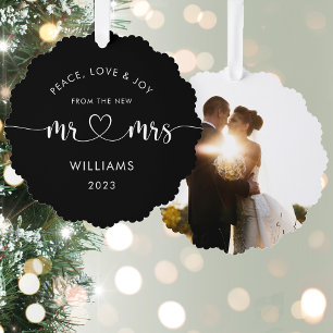 Aangepaste kerst Mr en Mrs Classic Foto Ornament Kaart