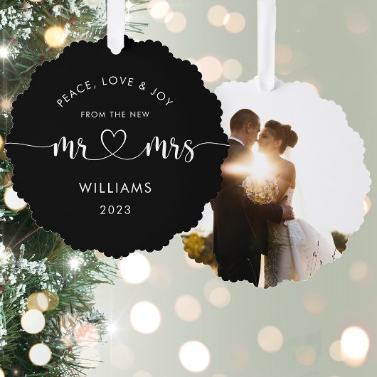 Aangepaste kerst Mr en Mrs Classic Foto Ornament Kaart