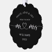 Aangepaste kerst Mr en Mrs Classic Foto Ornament Kaart (Links)