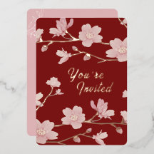 Aangepaste Kerst Nieuwjaar Bloemen Folie Invitatio