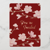 Aangepaste Kerst Nieuwjaar Bloemen Folie Invitatio Folie Uitnodiging (Voorkant)