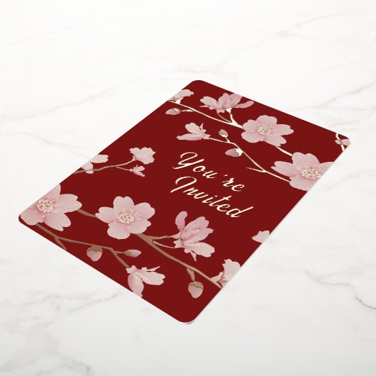 Aangepaste Kerst Nieuwjaar Bloemen Folie Invitatio Folie Uitnodiging (Gedraaid)