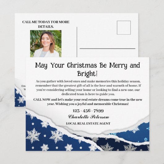 Aangepaste kerst onroerend goed landbouw feestdagenkaart (Voorkant / Achterkant)