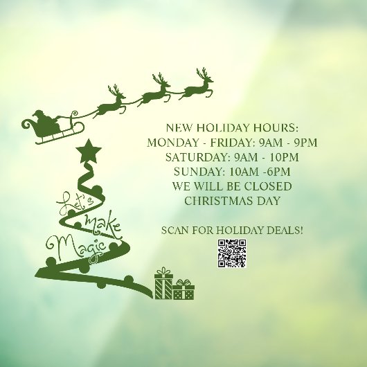 Aangepaste kerst openingstijden winkel raamfolie raamsticker (Vel 3)