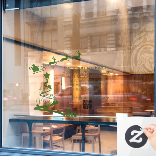 Aangepaste kerst openingstijden winkel raamsticker (Cafe Raam)