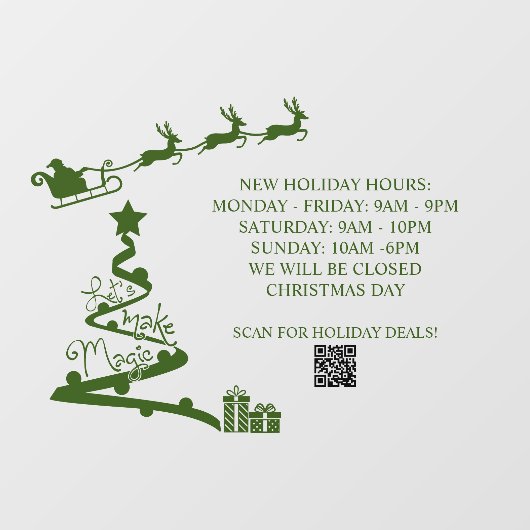 Aangepaste kerst openingstijden winkel raamsticker (Vel)