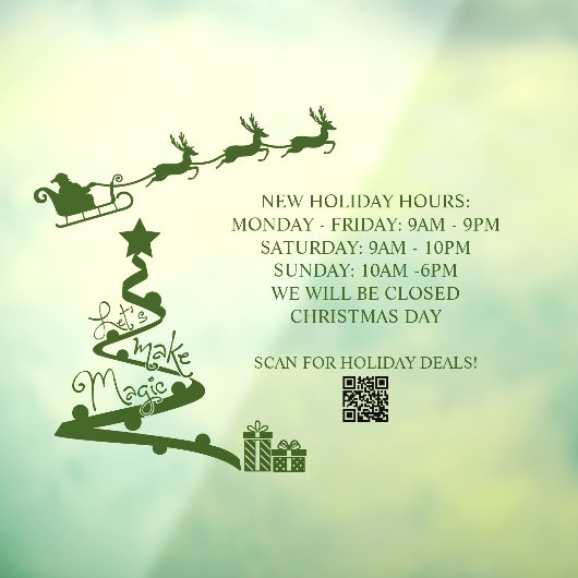 Aangepaste kerst openingstijden winkel raamsticker (Vel 3)