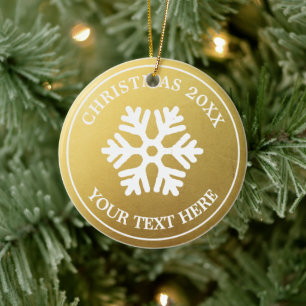 Aangepaste kerst ornament   Gouden rustieke sneeuw