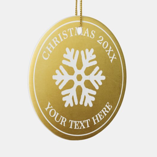 Aangepaste kerst ornament | Gouden rustieke sneeuw (Rechts)