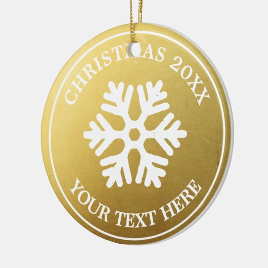 Aangepaste kerst ornament | Gouden rustieke sneeuw (Links)