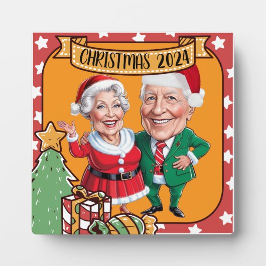 Aangepaste kerst paar karikatuur fotoplaat (Voorkant)