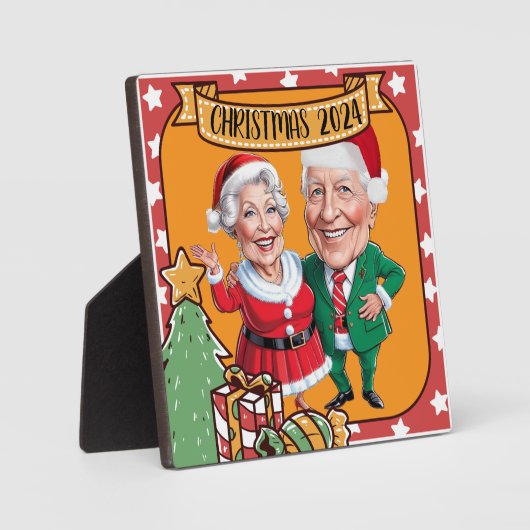 Aangepaste kerst paar karikatuur fotoplaat (Voorkant)