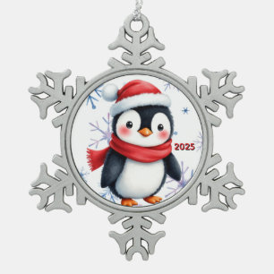 Aangepaste Kerst Pinguïn Tin Sneeuwvlok Ornament