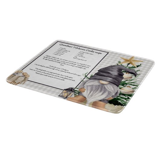 Aangepaste kerst recept Keepsake Waterverf Gnome Snijplank (Hoek)