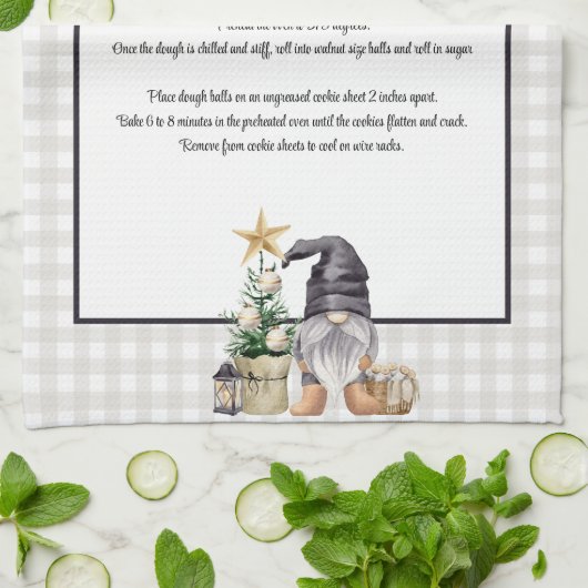 Aangepaste kerst recept Keepsake Waterverf Gnome Theedoek (Gevouwen)