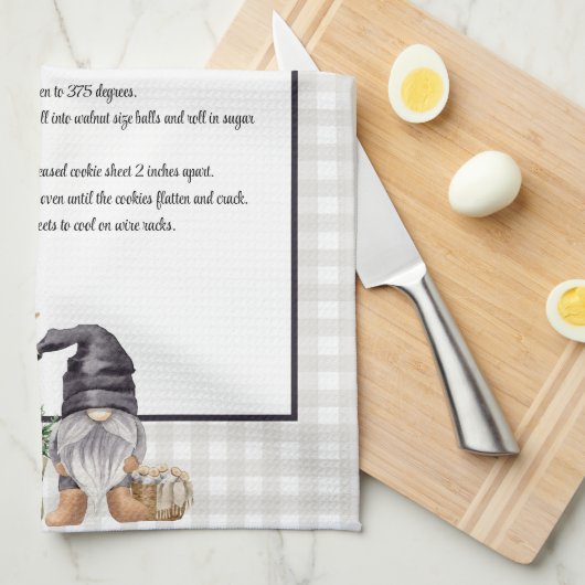 Aangepaste kerst recept Keepsake Waterverf Gnome Theedoek (Quarter Fold)