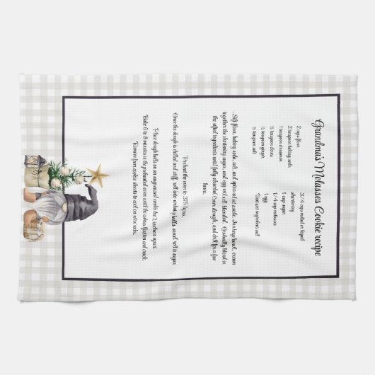 Aangepaste kerst recept Keepsake Waterverf Gnome Theedoek (Horizontaal)