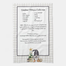 Aangepaste kerst recept Keepsake Waterverf Gnome Theedoek