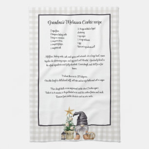 Aangepaste kerst recept Keepsake Waterverf Gnome Theedoek