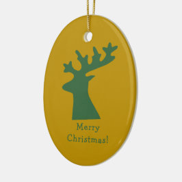 Aangepaste kerst rendier hoofd groen en goud keramisch ornament