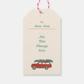 Aangepaste Kerst Retro Rode Wagon & Kano Cadeaulabel (Achterkant)