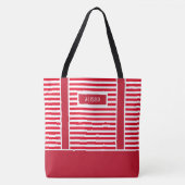 Aangepaste kerst rode en witte strepen Candy Cane Tote Bag (Voorkant)