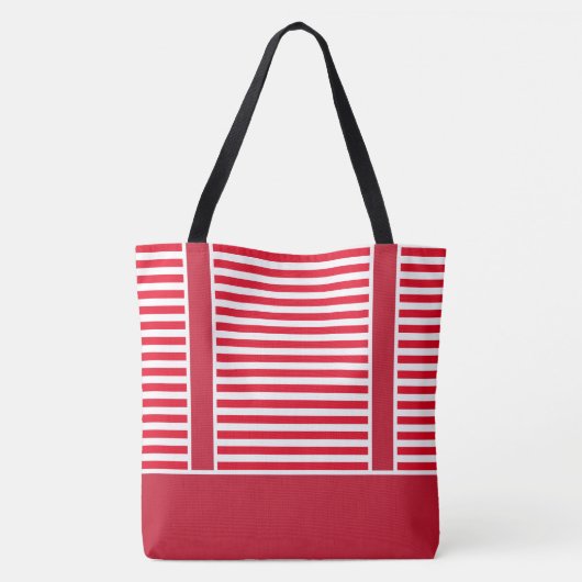 Aangepaste kerst rode en witte strepen Candy Cane Tote Bag (Achterkant)