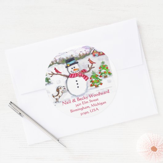 Aangepaste Kerst Sneeuwman Adres Stickers (Envelop)