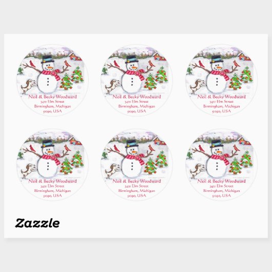 Aangepaste Kerst Sneeuwman Adres Stickers (Vel)