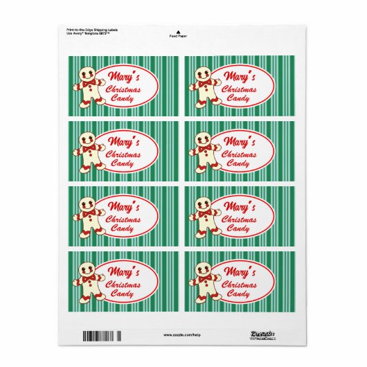 Aangepaste kerst Snoep labels (Full Sheet)