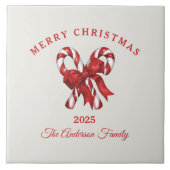 Aangepaste kerst snoepriet met boog tegeltje (Voorkant)