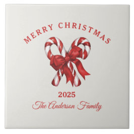 Aangepaste kerst snoepriet met boog tegeltje