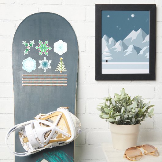 Aangepaste Kerst stickers #2 (Snowboard)