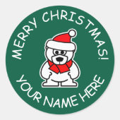 Aangepaste Kerst stickers met schattig Santa beer (Voorkant)