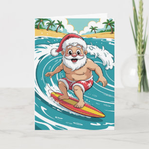 Aangepaste Kerst Tropische Palmboom Strand Surfen  Feestdagen Kaart
