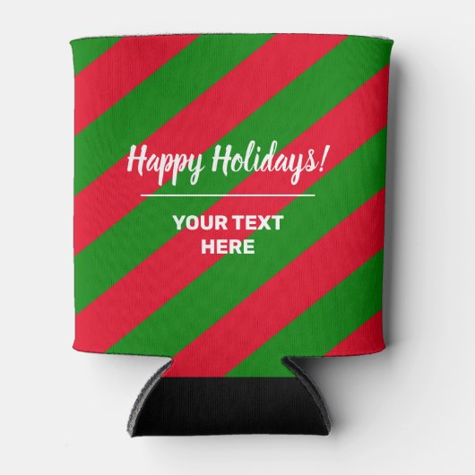 Aangepaste Kerst Vakantie koelboxxen met strepen Blikjeskoeler (Voorkant)