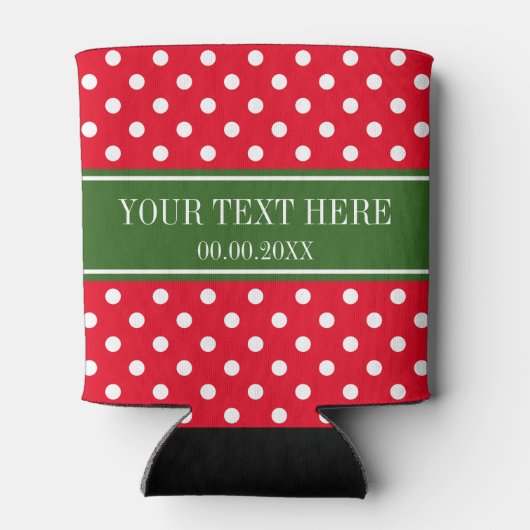 Aangepaste kerst vakantie polka stippen koelboxxen blikjeskoeler (Achterkant)