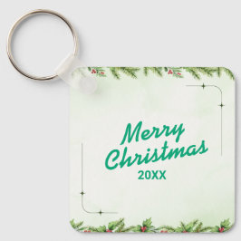 Aangepaste Kerst Vierkante Metalen Sleutelhanger