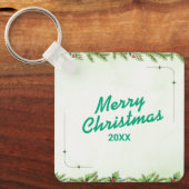 Aangepaste Kerst Vierkante Metalen Sleutelhanger (Voorkant)
