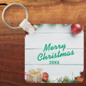 Aangepaste Kerst Vierkante Metalen Sleutelhanger (Voorkant)
